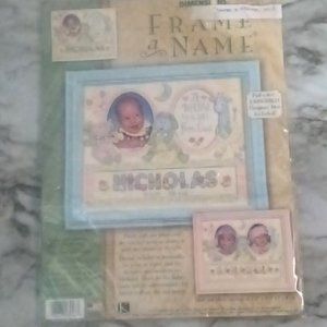CROSS STITCH KIT #228 Frame a Name Baby Hand Crafted Nursery Baby Shower Gift